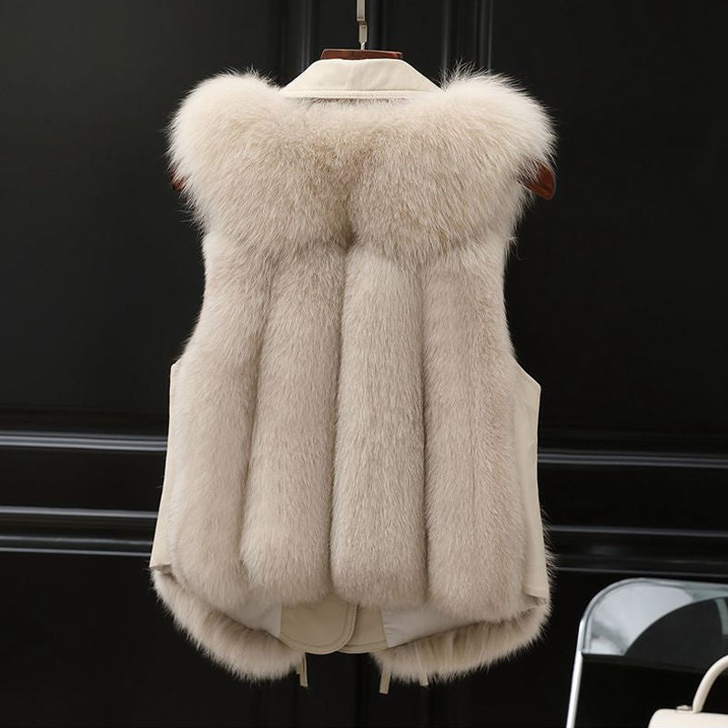 Fur Vest Short Coat Autumn And Winter New Patchwork Winter Fox Fur Jacket Women Short Artificial Fur Coat Elegant Female Warm Vest 7-12days