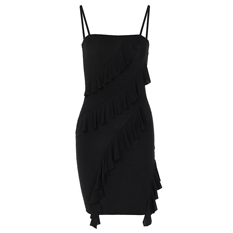 Ruffled Stitching Tube Top Backless Dress