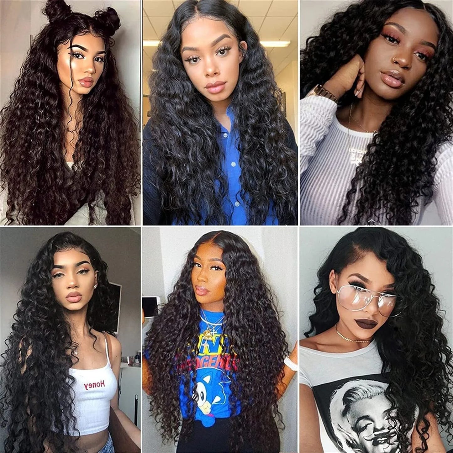 AA Hair Front Wig Womens Brazilian Human Long Curly Lace Wavy Hair Wigs US 2023