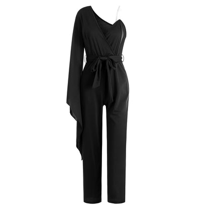 Summer New V-neck Jumpsuit Ninth Pants