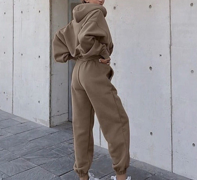 Women Warm Hoodie and Pants Set