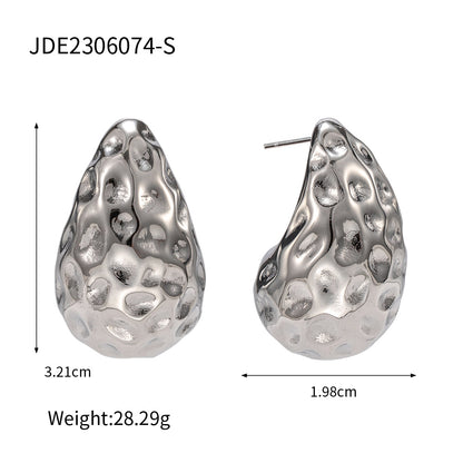 Exaggerated Design Stainless Steel Shaped Hollow Tear Drop Earrings