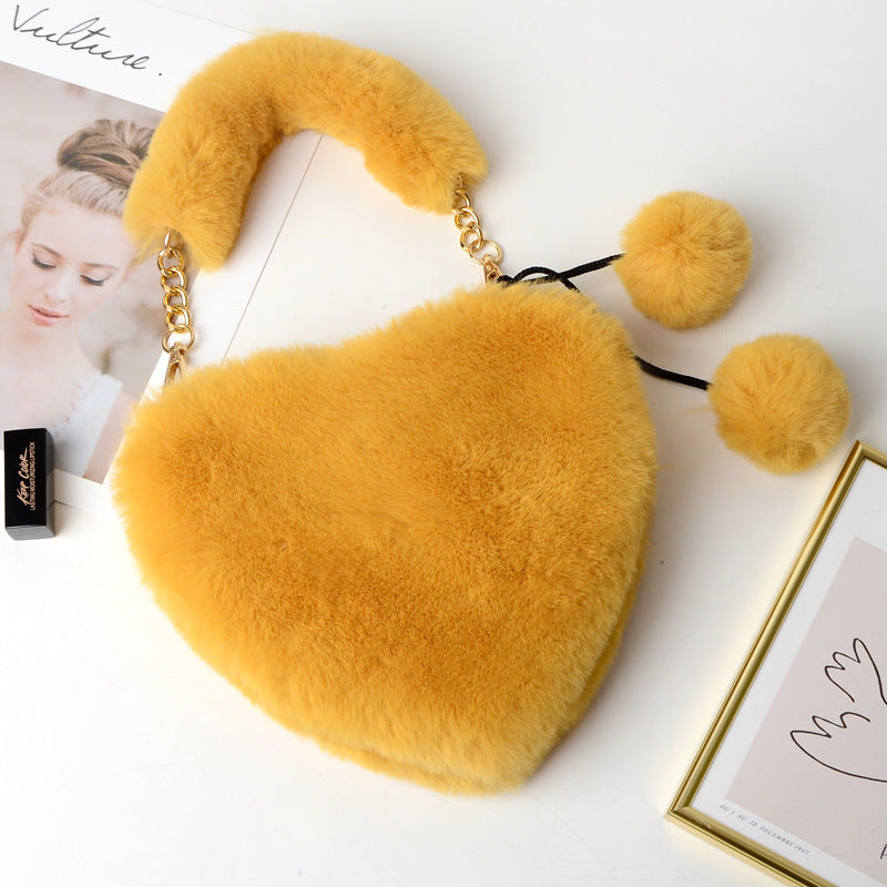 Plush heart-shaped bag