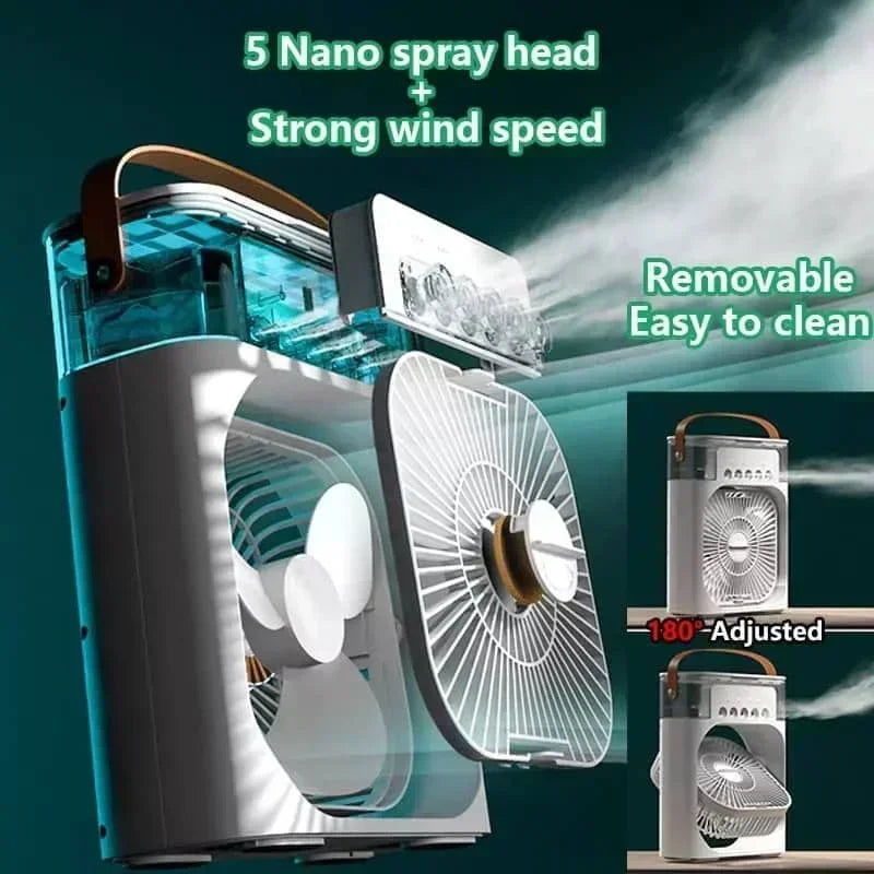 Portable Humidifier Air Conditioner Fan Household Hydrocooling Water Mist Cooler Portable Air Adjustment for Office 3 Speed Fan 11 to 14 Days Delivery