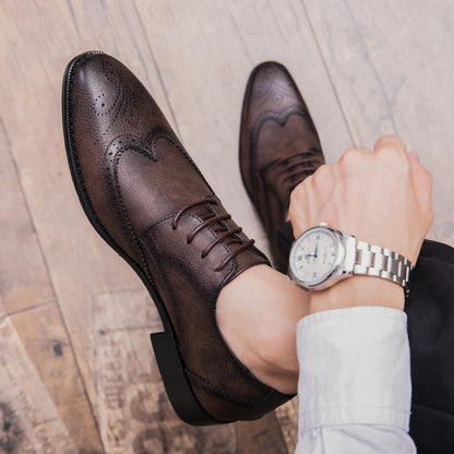 Business dress shoes with pointed toes