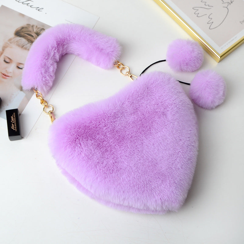 Plush heart-shaped bag