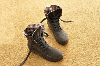 Winter new women's boots flat boots women's lace Martin boots 7-12days