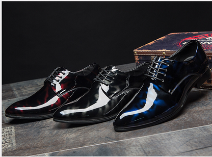 popular men's leather shoes with glossy patent leather shoes