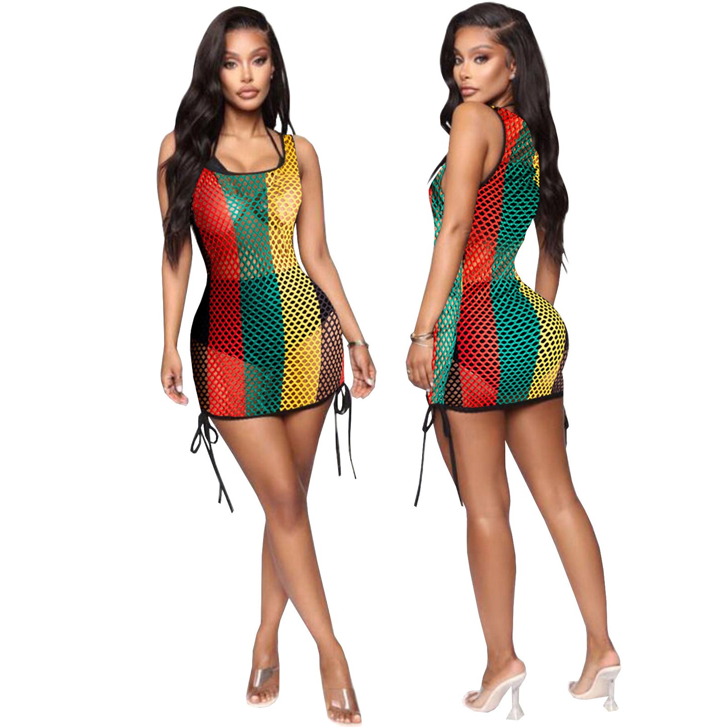 Color Beach Cover-up Vest Dress