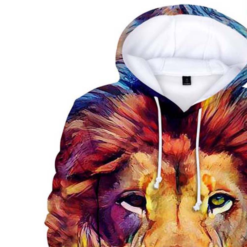 Fashion Lion Men's Wear Hoodie Color Print