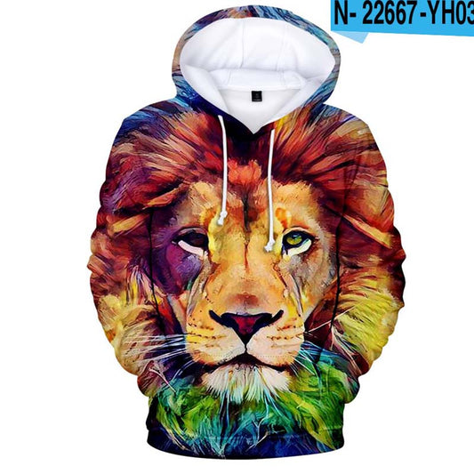 Fashion Lion Men's Wear Hoodie Color Print