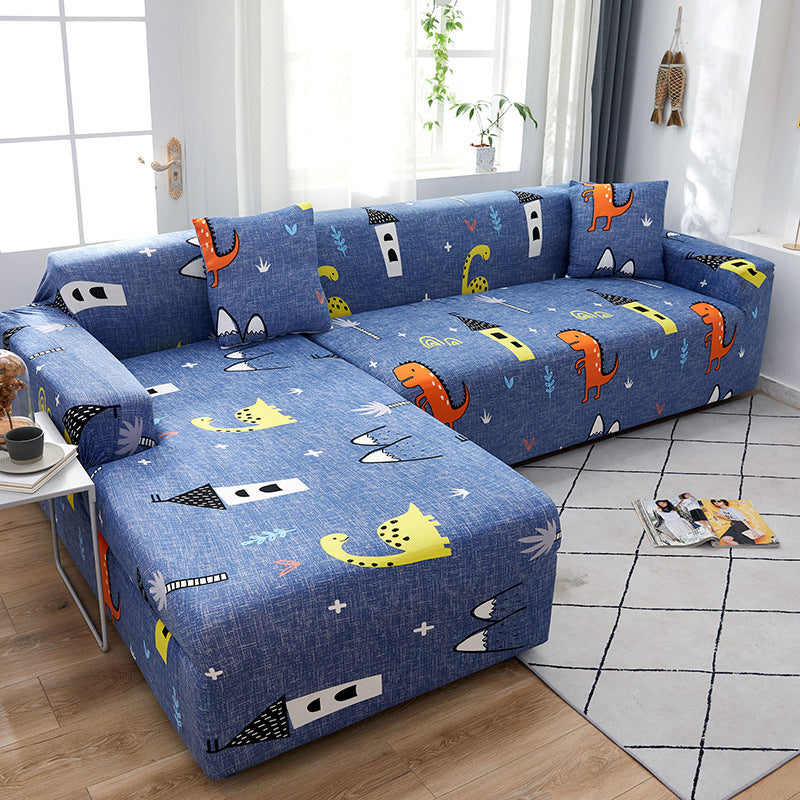 Geometric Design Spandex Corner Sofa Covers Long Elastic Material Couch Cases