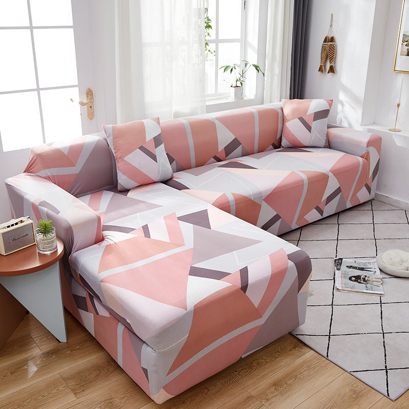 Geometric Design Spandex Corner Sofa Covers Long Elastic Material Couch Cases