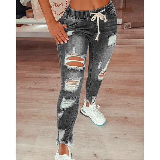 Cross-Border Exclusively For Amazon Hot-Selling European And American Women's Jeans Slim Slimming Women's Jeans Trousers