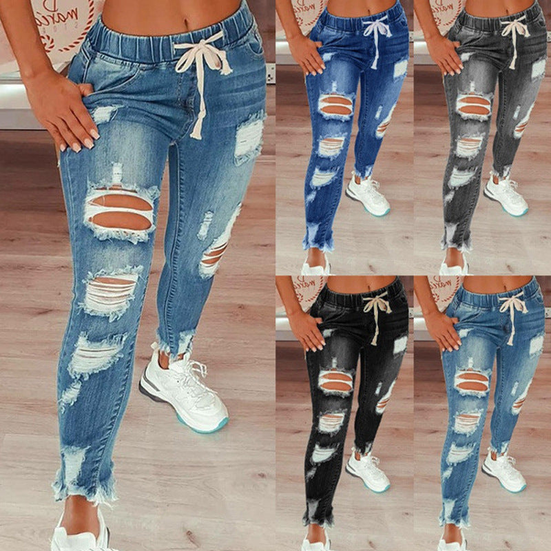 Cross-Border Exclusively For Amazon Hot-Selling European And American Women's Jeans Slim Slimming Women's Jeans Trousers