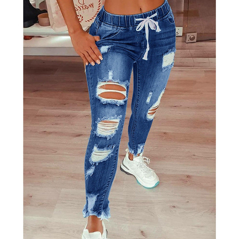 Cross-Border Exclusively For Amazon Hot-Selling European And American Women's Jeans Slim Slimming Women's Jeans Trousers