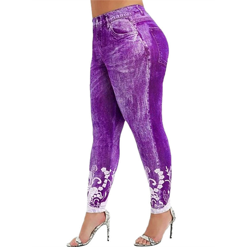 Printed Slim Yoga Leggings Plus Size Sweatpants