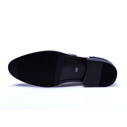 Men's Black And White Leather Pointed Toe Shoes