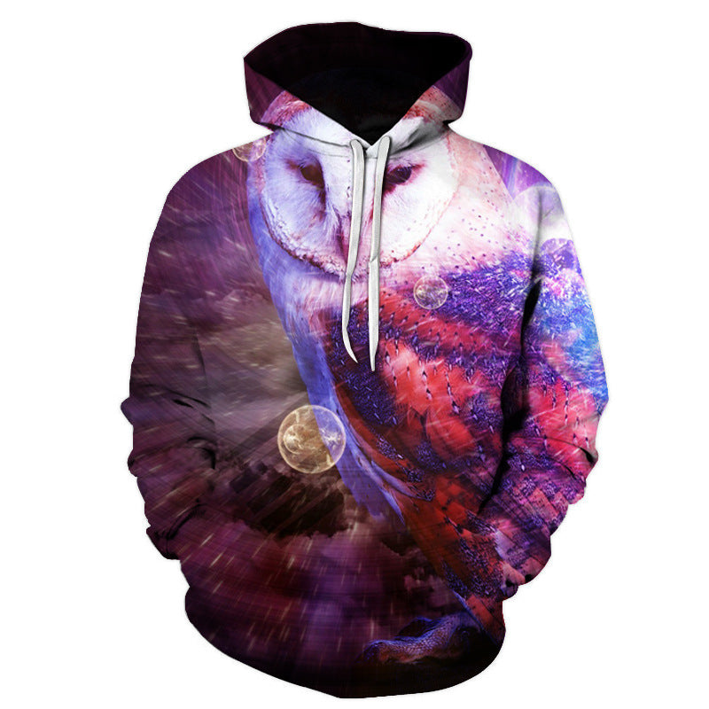 Owl 3D Digital Printing Men's Hooded Sweatshirt