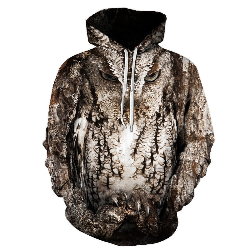 Owl 3D Digital Printing Men's Hooded Sweatshirt