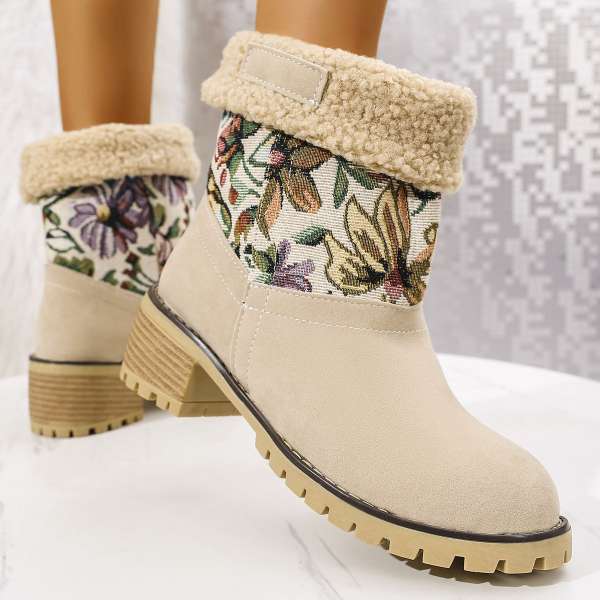 Flowers Embroidered Snow Boots For Women 7-12days