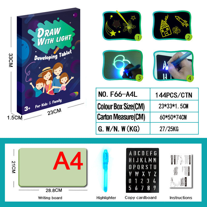 Educational Toy Drawing Pad 3D Magic 8 Light Effects Puzzle Board Sketchpad 8-14days