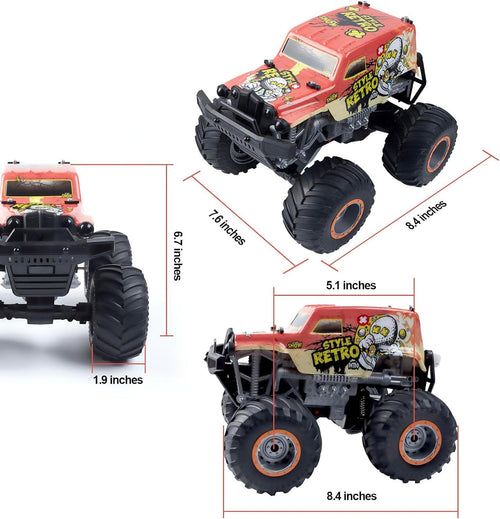 All Terrain Off Road 2.4Ghz Remote Control Monster Trucks For Boys With LED Lights  Orange  4-9days