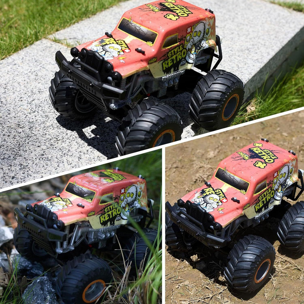 All Terrain Off Road 2.4Ghz Remote Control Monster Trucks For Boys With LED Lights  Orange  4-9days
