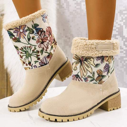 Flowers Embroidered Snow Boots For Women 7-12days