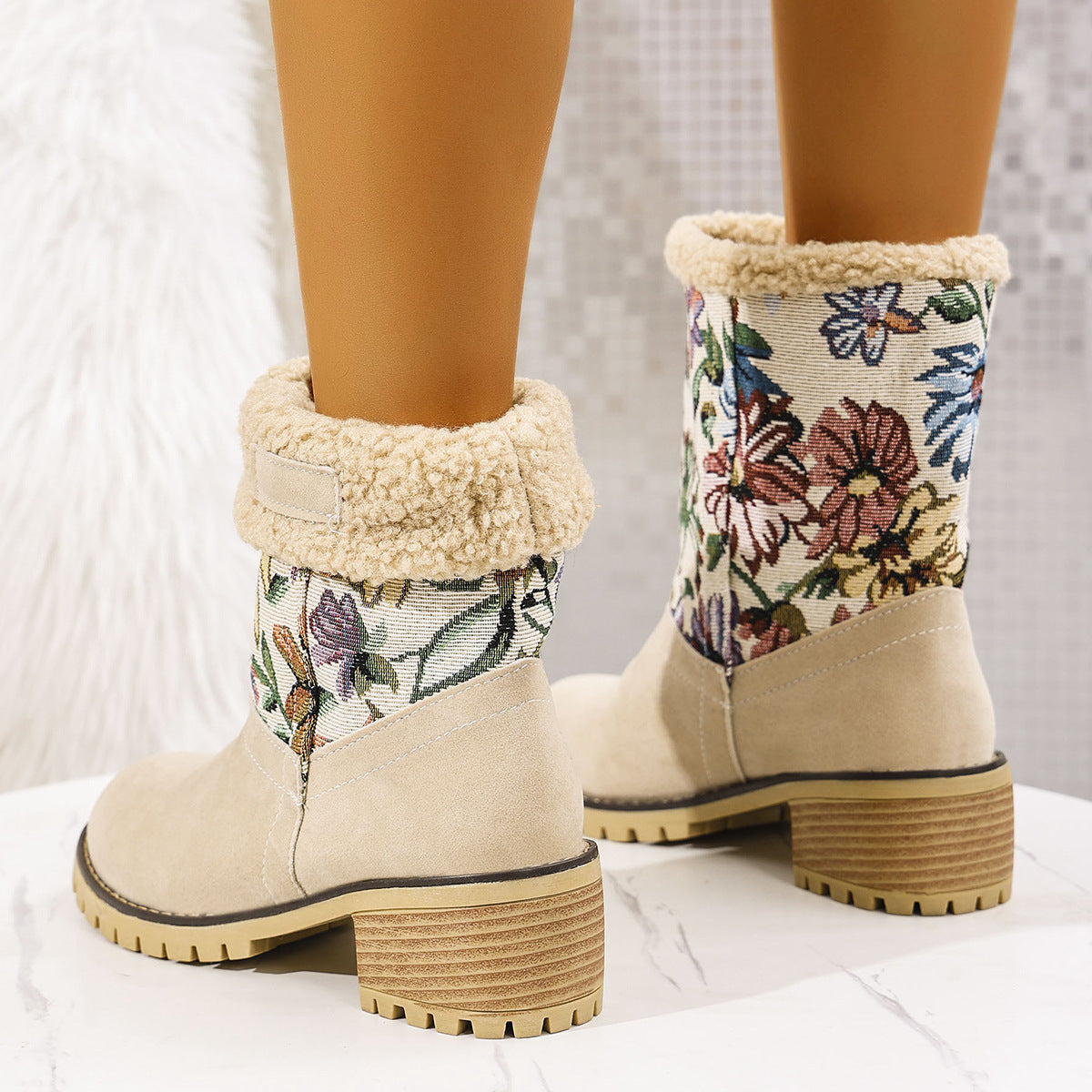 Flowers Embroidered Snow Boots For Women 7-12days