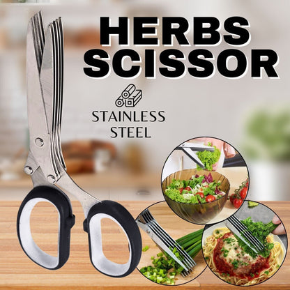 Herb Scissors Set With 5 Blades And Cover - Multipurpose Kitchen Shear