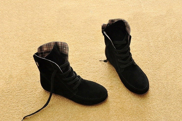 Winter new women's boots flat boots women's lace Martin boots 7-12days