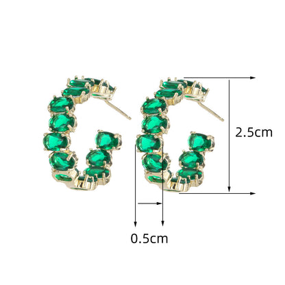 Exaggerated Temperamental Zircon C- Shaped Eardrop Earring Women