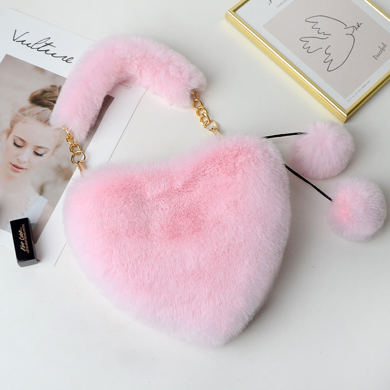 Plush heart-shaped bag