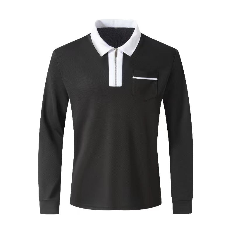 Long Sleeve Lapel Fashion Slim Pocket Long Sleeve T-shirt