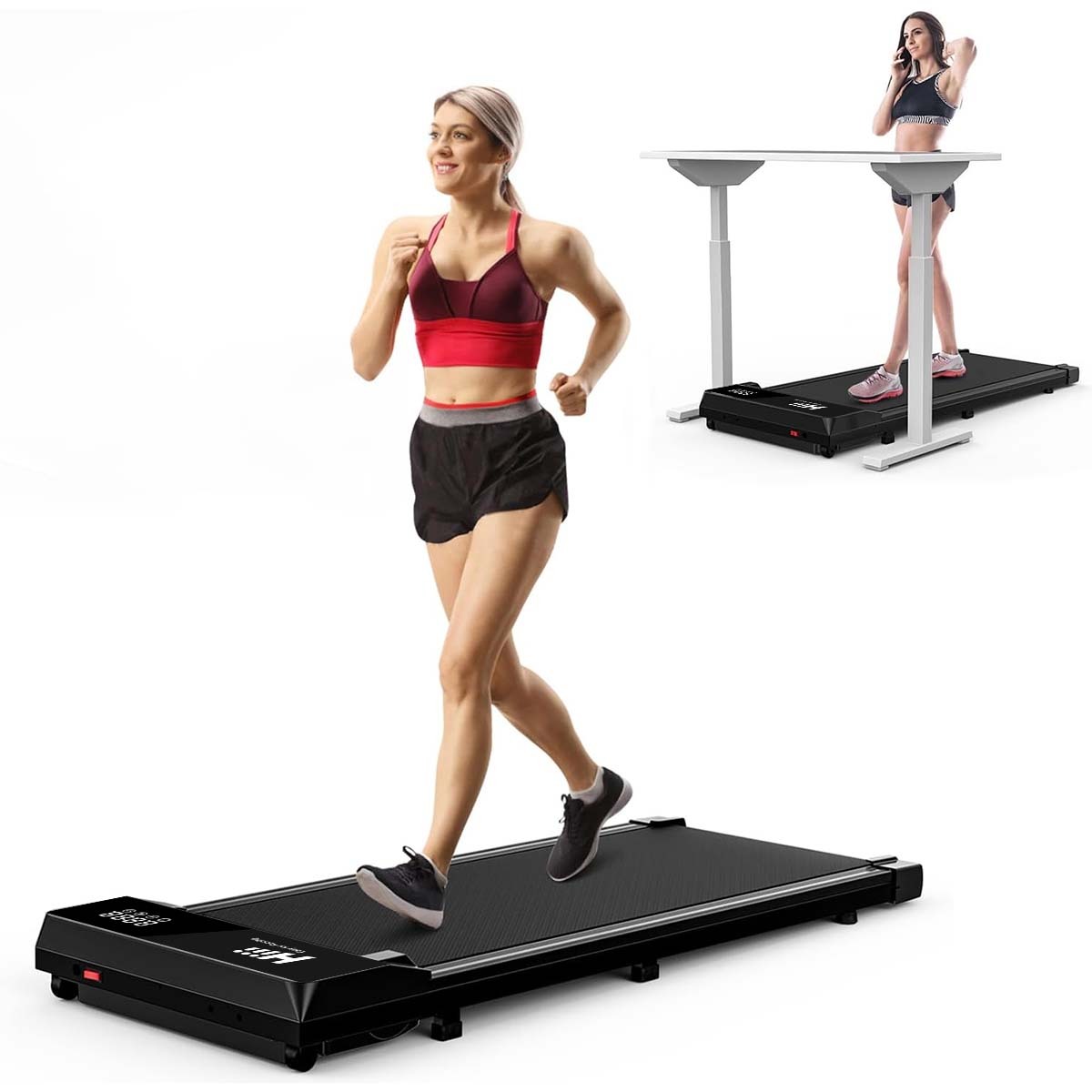 Under Desk Walking Mat Treadmill, Small Portable Office And Home Treadmill, Quiet And Lightweight Flatbed Treadmill With Remote Control