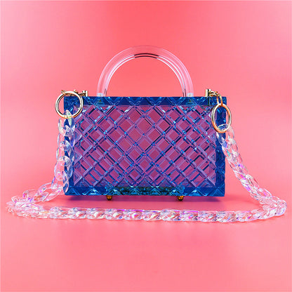 Super Thick Checkered New Transparent Acrylic Handbag