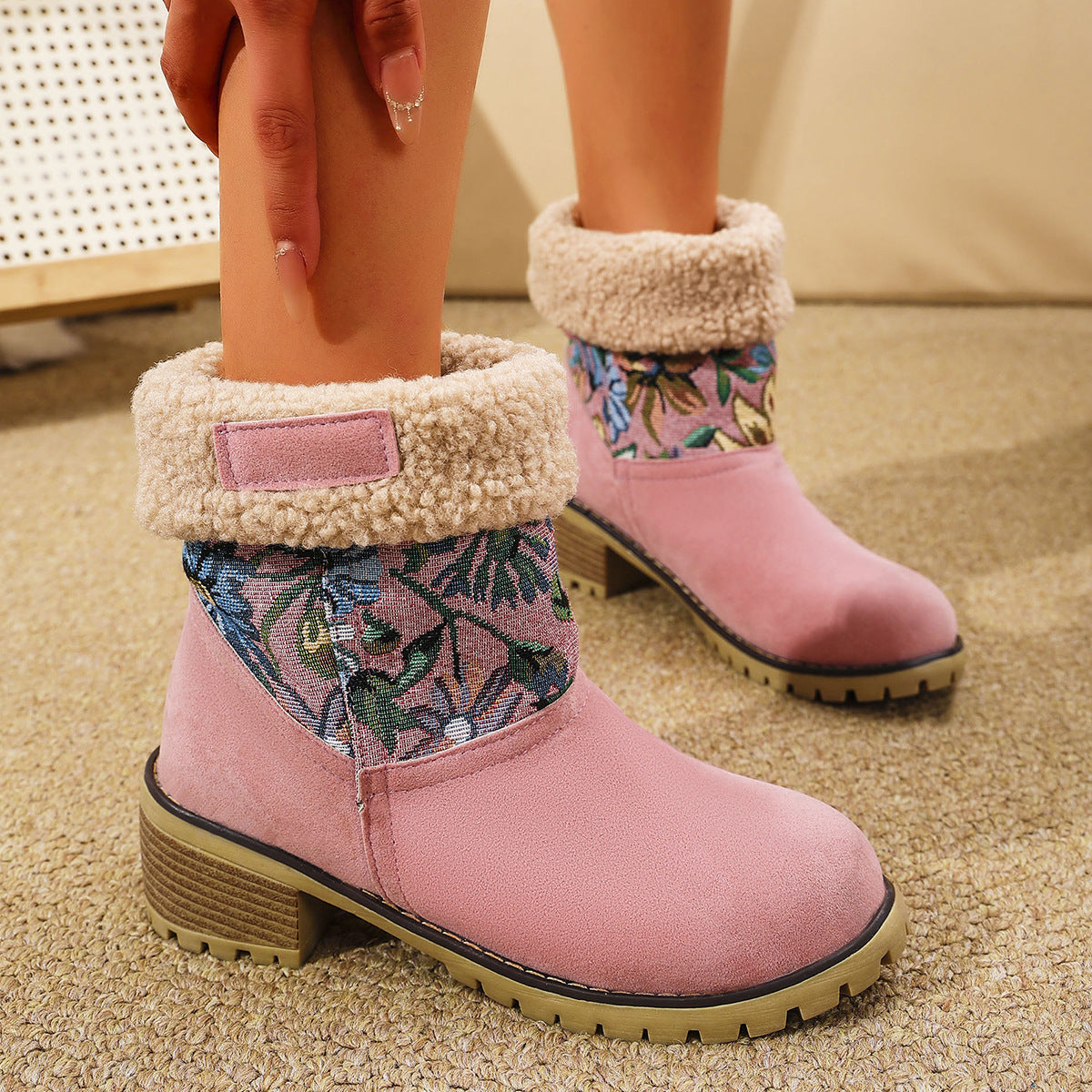 Flowers Embroidered Snow Boots For Women 7-12days