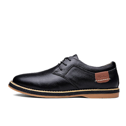 Men's Casual Leather Shoes Top Layer Daily Shoes Trend Men's Shoes British Tie Dress Shoes