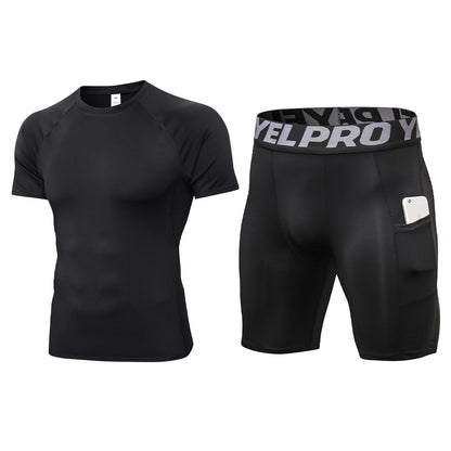 Short-sleeved Breathable Quick-drying Shorts Running Sportswear Two-piece Set