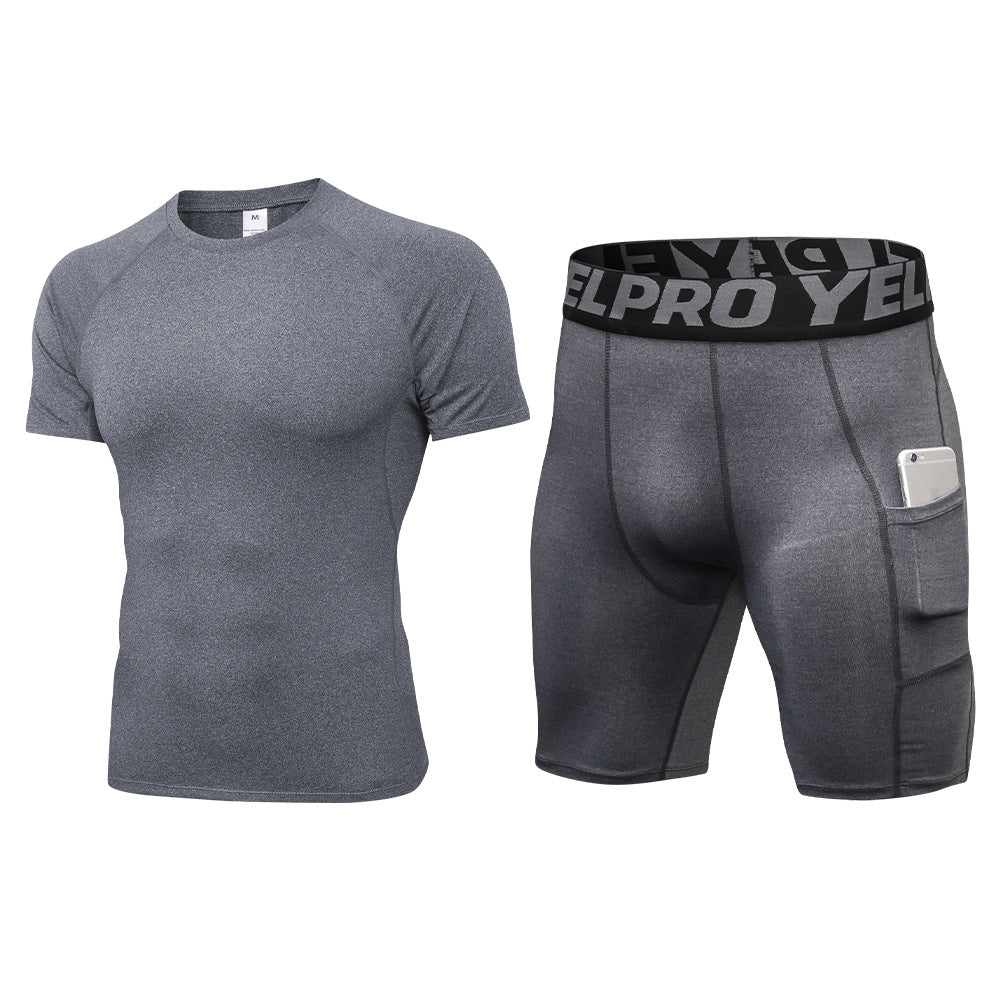 Short-sleeved Breathable Quick-drying Shorts Running Sportswear Two-piece Set