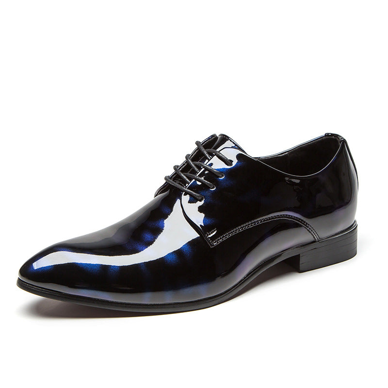 popular men's leather shoes with glossy patent leather shoes