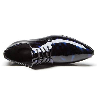 popular men's leather shoes with glossy patent leather shoes