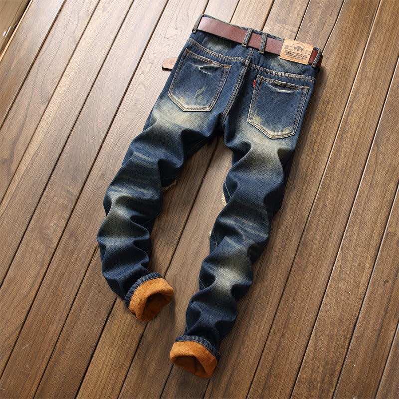 Fall Winter New Style Plus Cashmere Men's Jeans