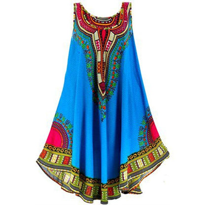 Ethnic Style Vest Loose Plus Size Print Dress