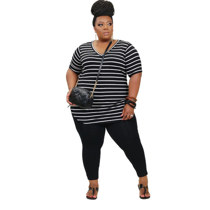 Women's Positioning Plus Size 5X Striped Printed Casual Suit