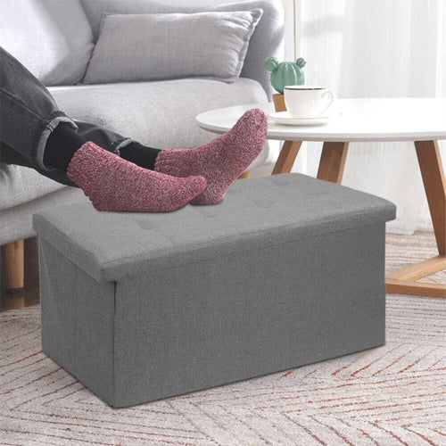 Storage Box Foldable Ottoman Seat Toy Storage Box Foot Stool Bench Home Stool