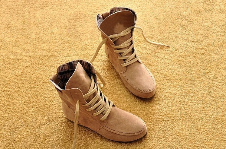 Winter new women's boots flat boots women's lace Martin boots 7-12days