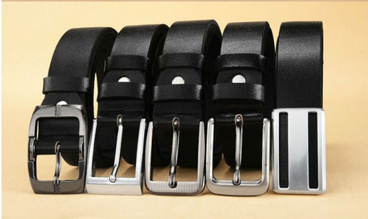 Men's Smooth Buckle Belt Fashion Business Belt Belt Two Layers Leather Belt