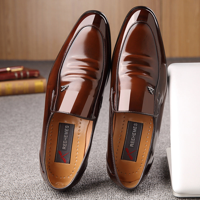 Micro REEHEMES patent leather shoes leather men's shoes British business dress men's shoes